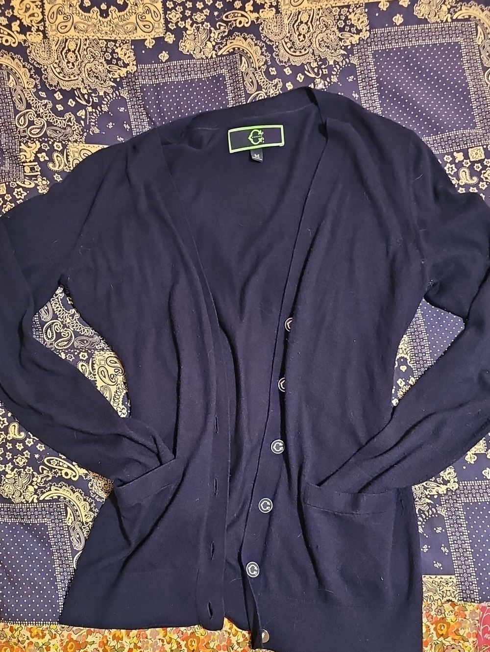 C. Wonder Navy Blue Button-Front Cardigan